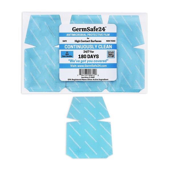 Germsafe24 GermSafe24 Antimicrobial Protective Film ADA Door Handle Coverings Protects for 180 Days- 12 Pack MBAFD-ADA-1-180